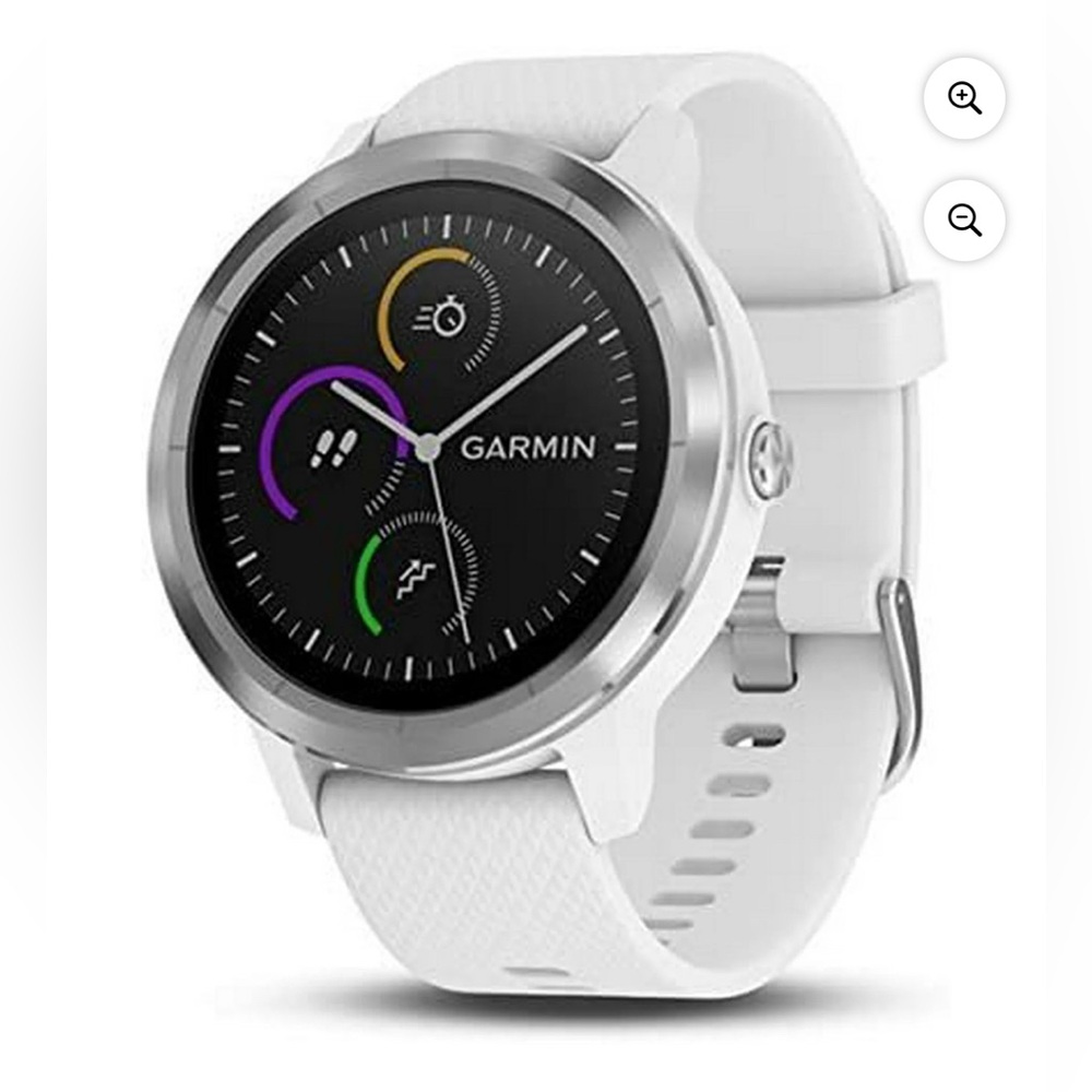 Garmin VivoActive 3 White Smartwatch with Circular Display and Silicone Band